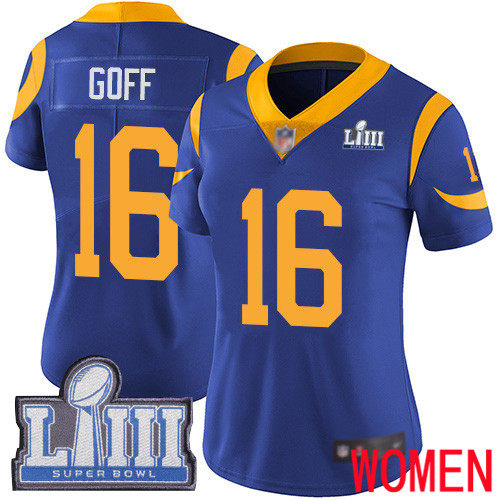 Los Angeles Rams Limited Royal Blue Women Jared Goff Alternate Jersey NFL Football #16 Super Bowl LIII Bound Vapor Untouchable